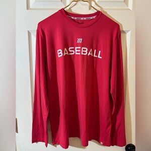 Mizuno Red Long Sleeve Baseball Tee
